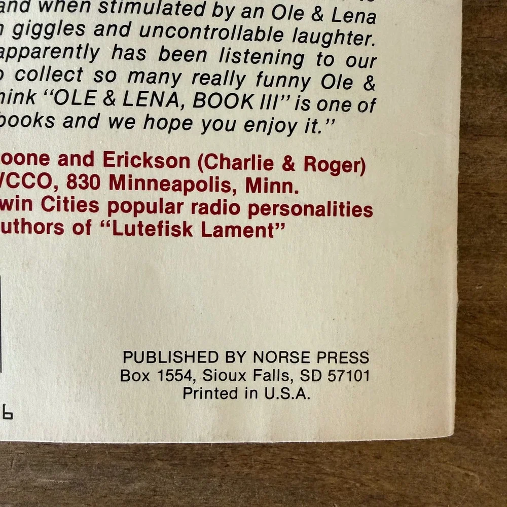 Red Stangland Ole & Lena Jokes Book III 1988 First Printing Norse Press Paperbac